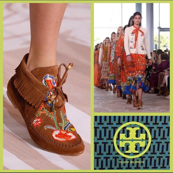 New! Tory Burch Huntington bead fringed booties - Picture 3 of 7